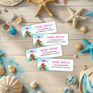 Aloha Tropical Flamingo retouradres Etiket