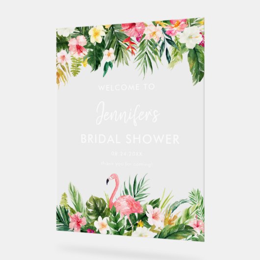 Aloha Tropical Flamingo Vrijgezellenfeest Welkom Acryl Bord (Hoek)