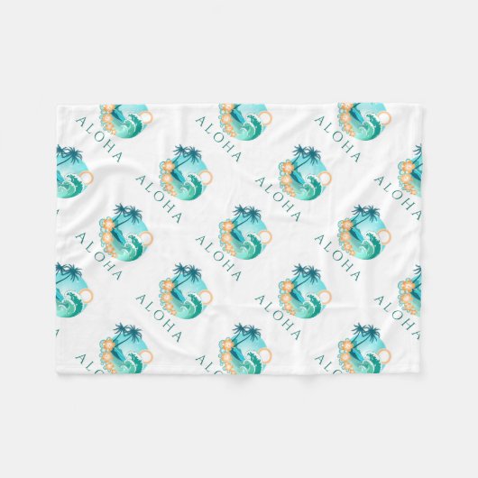 Aloha Tropical Fleece Deken (Voorkant (Horizontaal))