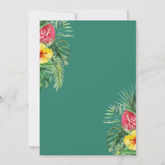 Aloha Tropical Floral Luau Birthday Party Kaart (Achterkant)