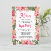 Aloha Tropical Floral Luau Party Birthday Kaart (Staand voorkant)
