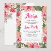 Aloha Tropical Floral Luau Party Birthday Kaart (Voorkant / Achterkant)