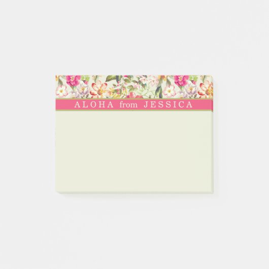Aloha Tropical Floral Roze en Limoen Custom Post-it® Notes (Voorkant)