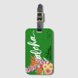 Aloha Tropical Flower Label - Malama Honua Ohana Bagagelabel