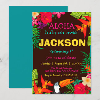 Aloha Tropical Flowers Hibiscus luau Birthday Kaart