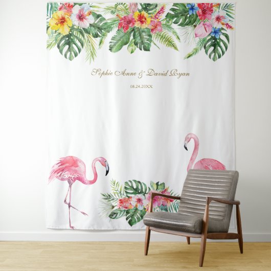 Aloha Tropical Flowers Weddenschap Foto Booth Prop Wandkleed (In situ)