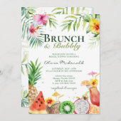 Aloha Tropical Fruits Brunch & Bubble Invitation Kaart (Voorkant / Achterkant)