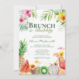 Aloha Tropical Fruits Brunch & Bubble Invitation Kaart