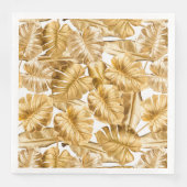 Aloha Tropical Gold Glitter Monstera Leaves Servetten (Voorkant)