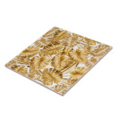 Aloha Tropical Gold Glitter Monstera Leaves Tegeltje (Zijkant)