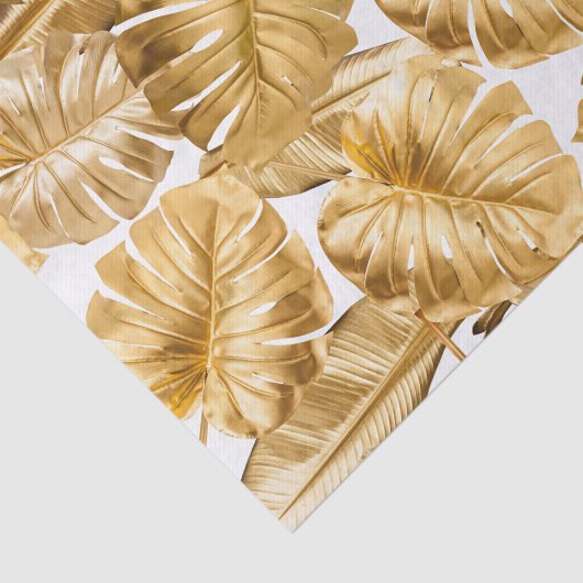 Aloha Tropical Gold Glitter Monstera Leaves Tissuepapier (Detail)