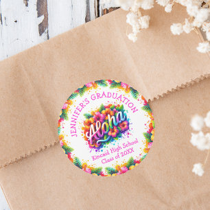 Aloha Tropical Graduation Party Ronde Sticker