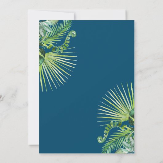 Aloha Tropical Greenery Blue Baby shower Kaart (Achterkant)