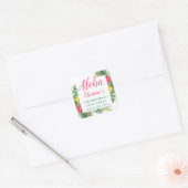 Aloha Tropical Greenery Floral Luau Birthday Party Vierkante Sticker (Envelop)