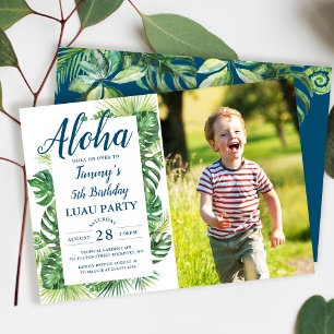 Aloha Tropical Greenery Luau Birthday Foto Kaart