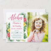 Aloha Tropical Greenery Luau Birthday Foto Kaart (Voorkant)