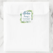 Aloha Tropical Greenery Luau Birthday Vierkante Sticker (Tas)