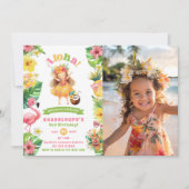 Aloha Tropical Hawaii luau meisje verjaardag foto Kaart (Voorkant)