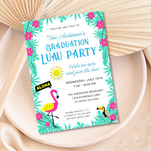 Aloha Tropical Hawaiian Afstuderen Luau Party Kaart