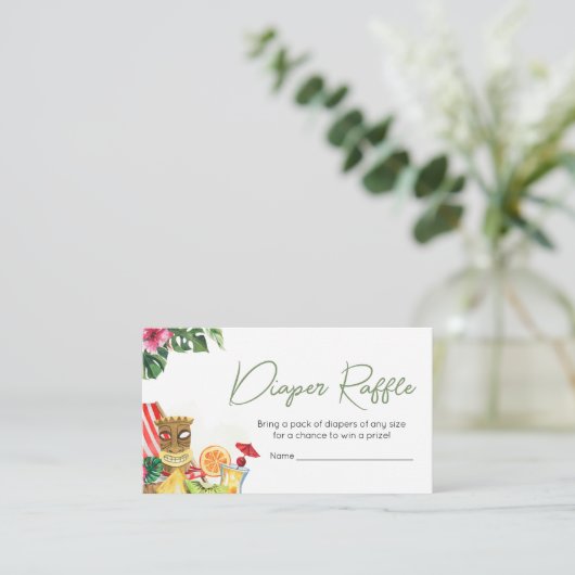 Aloha Tropical Hawaiian Baby shower Luier Raffle Informatiekaartje (Staand voorkant)