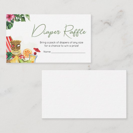 Aloha Tropical Hawaiian Baby shower Luier Raffle Informatiekaartje (Voorkant / Achterkant)