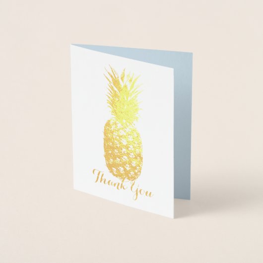 Aloha Tropical Hawaiian Gold Pineapple Bedankt Folie Kaarten (Voorkant)