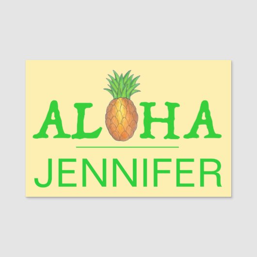 Aloha Tropical Hawaiian Island Luau Pineapple Naamplaatje (Voorkant)
