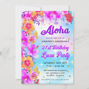 Aloha Tropical Hawaiian Luau Birthday Party Kaart
