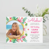 Aloha Tropical Hawaiian Luau Verjaardagsfoto Kaart (Staand voorkant)