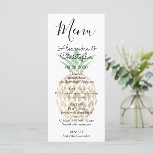 Aloha Tropical Hawaiian Pineapple Wedding Menu (Staand voorkant)