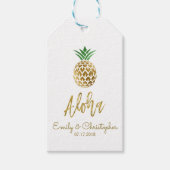 Aloha Tropical Hawaiian Pineapple Wedding White Cadeaulabel (Voorkant)