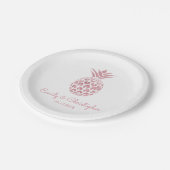 Aloha Tropical Hawaiian Pineapple Wedding White Papieren Bordje (Gekanteld)