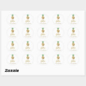 Aloha Tropical Hawaiian Pineapple Wedding White Ronde Sticker (Vel)