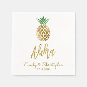 Aloha Tropical Hawaiian Pineapple Wedding White Servet