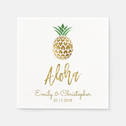 Aloha Tropical Hawaiian Pineapple Wedding White Servet (Voorkant)