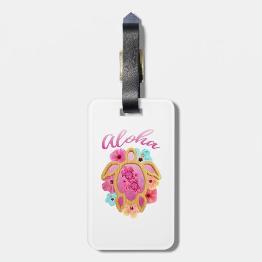 Aloha Tropical Honu Zee Turtle Bagagelabel (Achterkant verticaal)