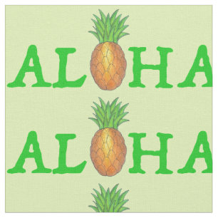 ALOHA Tropical Island Hawaiian Pineapple Green Stof