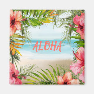 Aloha Tropical Island Paradise Palms en Flowers Magneet