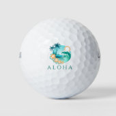 Aloha Tropical Island Scene Golfballen (Voorkant)
