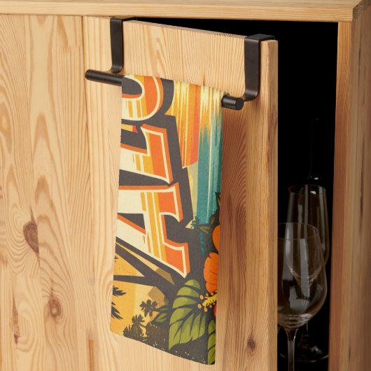 Aloha Tropical Island Sunset Artwork Theedoek (Derde Gevouwen)