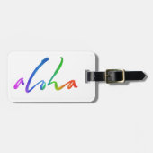 Aloha Tropical Lettering Hawaii Kalligrafie Bagagelabel (Voorkant horizontaal)