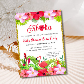 Aloha Tropical Luau Baby shower Invitation Kaart