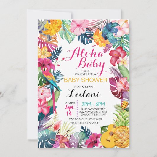 Aloha Tropical Luau Baby shower Kaart (Voorkant)