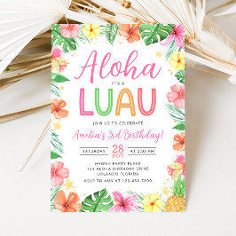 Aloha Tropical Luau Birthday Party Invitation Kaart