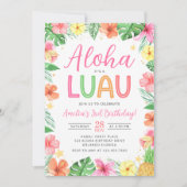 Aloha Tropical Luau Birthday Party Invitation Kaart (Voorkant)