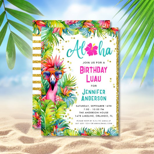 Aloha Tropical Luau Birthday Party Kaart