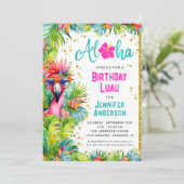 Aloha Tropical Luau Birthday Party Kaart (Staand voorkant)