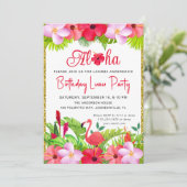 Aloha Tropical Luau Birthday Party Kaart (Staand voorkant)