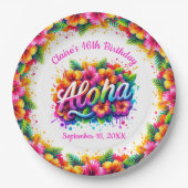 Aloha Tropical Luau Birthday Party Papieren Bordje (Voorkant)
