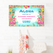 Aloha Tropical Luau Birthday Party Welkom Spandoek (Insitu)